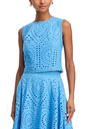 Aqua Eyelet Sleeveless Top