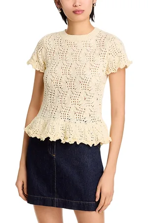 Aqua Pointelle Peplum Top