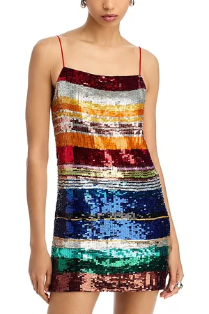 ALICE+OLIVIA Bridget Sequin Spaghetti Strap Dress