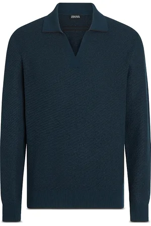 Ermenegildo Zegna Textured Silk and Cashmere Polo Sweater