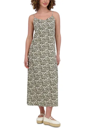 Point Linen Blend A Line Slip Dress
