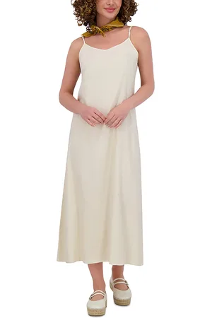 Point Linen Blend A Line Slip Dress