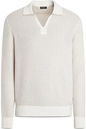 Ermenegildo Zegna Textured Silk and Cashmere Polo Sweater