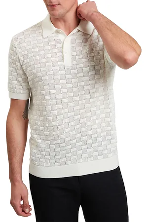 Ted Baker Waterby Short Sleeve Silk and Cotton Textured Polo