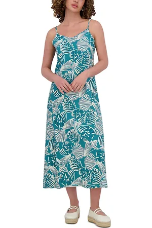 Point Linen Blend A Line Slip Dress