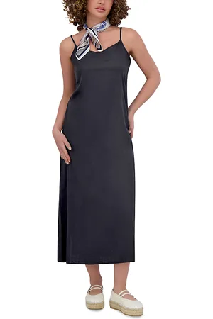 Point Linen Blend A Line Slip Dress