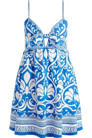 ALICE+OLIVIA Melvina Tie Front Gathered Dress