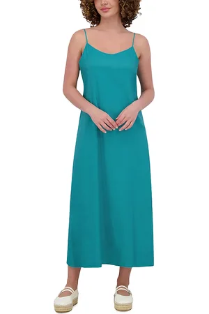 Point Linen Blend A Line Slip Dress