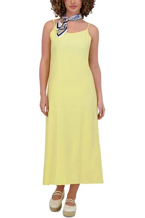 Point Linen Blend A Line Slip Dress
