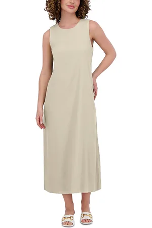 Point LinenBlend Crewneck Maxi Dress