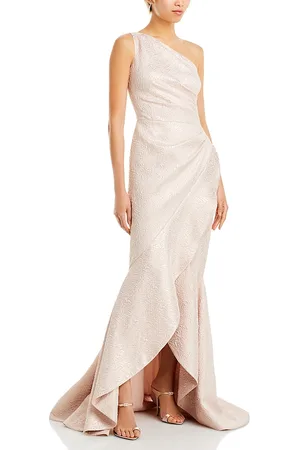 Teri Jon by Rickie Freeman Metallic Jacquard One Shoulder Mermaid Gown