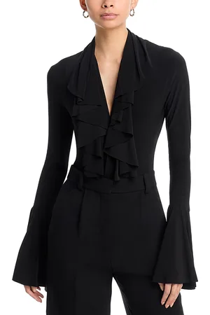 Norma Kamali Deep V Ruffle Bodysuit