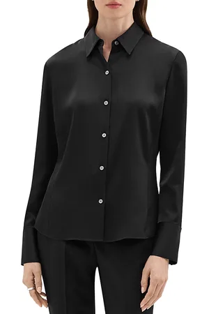 THEORY Slim Satin Button Down Top