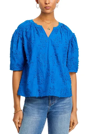Cupio Embroidered Split Neck Top