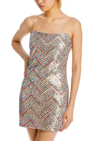 Milly Chevron Sequined Mini Dress