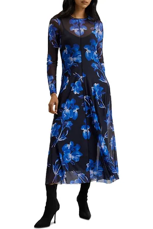 Ted Baker Rozeen Mesh Long Sleeve Printed Dress