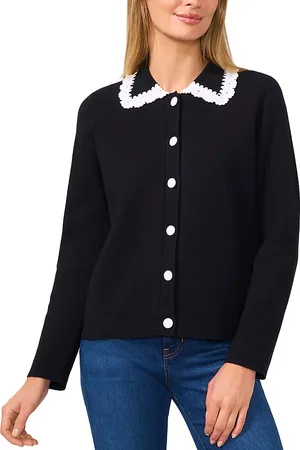 CE&CE Lace Trim Collared Cardigan