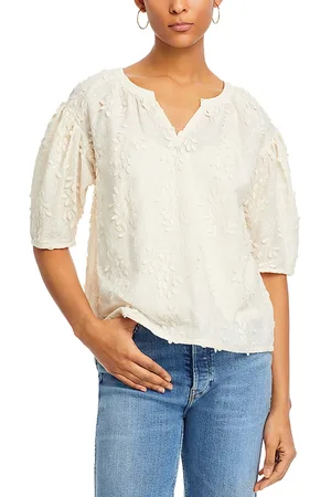 Cupio Embroidered Split Neck Top