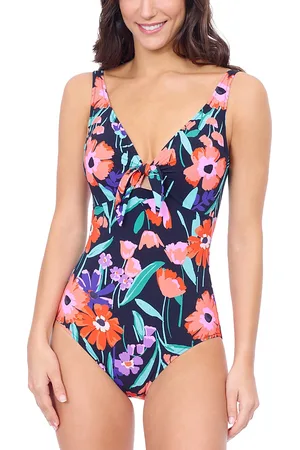gottex Marguerite V Neck Tie Front One Piece Swimsuit