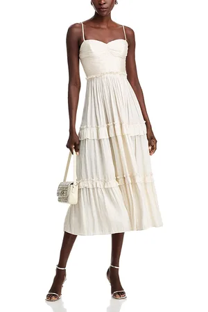 Aqua Ruched Ruffled Midi Dress