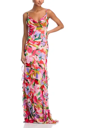 Aqua Abstract Print Gown