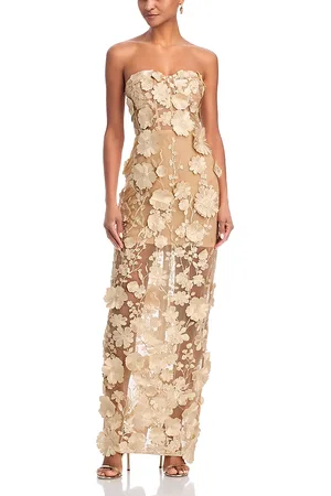 Aqua Long 3D Floral Gown