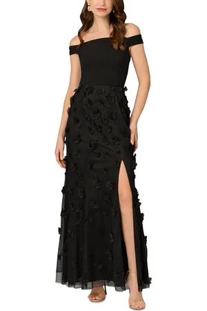 Aidan Mattox Off-the-Shoulder Beaded Gown
