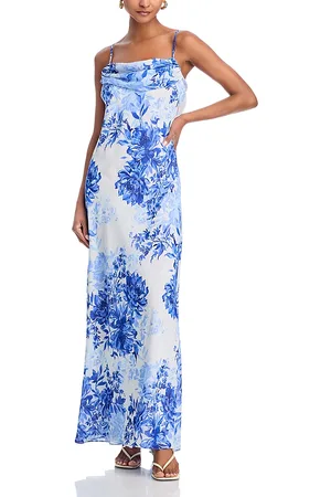 Aqua Printed Spaghetti Strap Maxi Dress