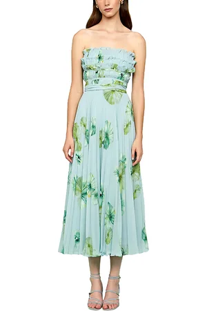 AMUR Cathy Floral Plisse Midi Dress