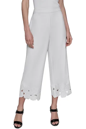 Karl Lagerfeld Floral Cutwork Cropped Pants