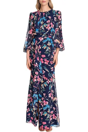 Eliza J Long Sleeve Cascading Ruffle Gown