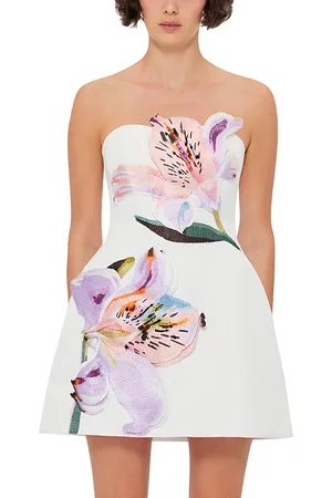 LEO LIN Rosario Applique Floral Bustier Mini Dress