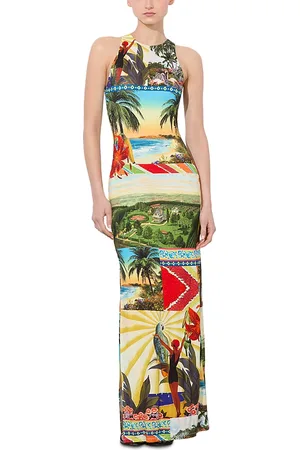 ALICE+OLIVIA Pania Racer Neck Maxi Dress