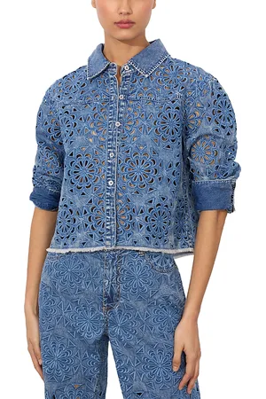 ALICE+OLIVIA Finely Cropped Laser Cut Jacket