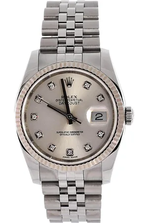 Rolex Oyster Perpetual Datejust Automatic Watch in Stainless Steel and White Gold with Diamond Markers 36mm