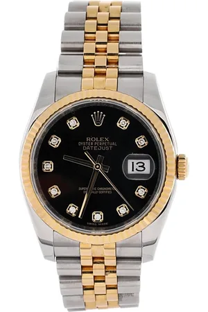 Rolex Oyster Perpetual Datejust Automatic Watch in Stainless Steel and Gold with Diamond Markers 36mm