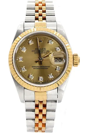 Rolex Oyster Perpetual Datejust Automatic Watch in Stainless Steel and Gold with Diamond Markers 26mm
