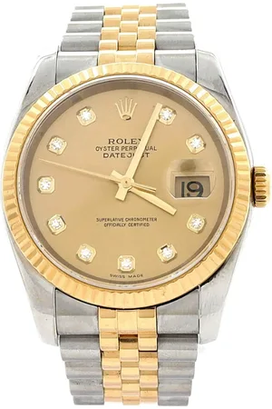 Rolex Oyster Perpetual Datejust Automatic Watch in Stainless Steel and Gold with Diamond Markers 36mm