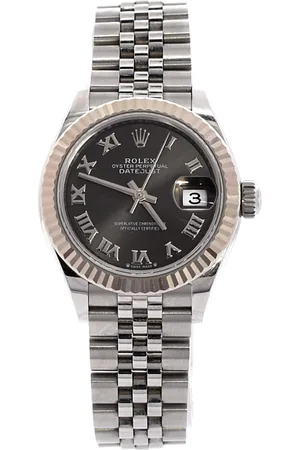 Rolex Oyster Perpetual Datejust Dark Grey Automatic Watch in Stainless Steel and White Gold 28mm