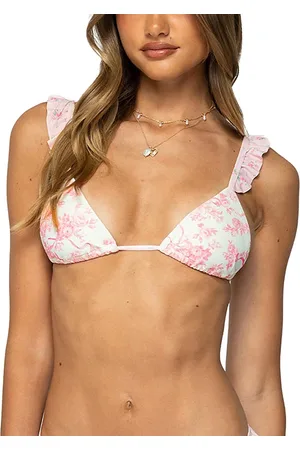 Edikted Floral Ruffle Triangle Bikini Top