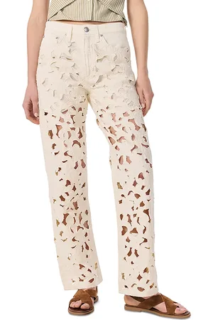 RAG&BONE Logan Floral Cutout High Rise Wide Leg Jeans in