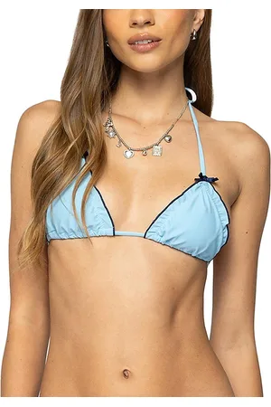 Edikted Golden Ruffle Edge Triangle Bikini Top