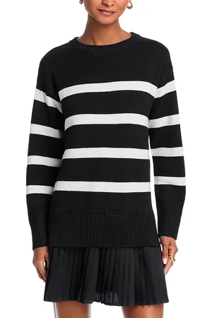 Aqua Striped Long Sleeve Mixed Media Dress