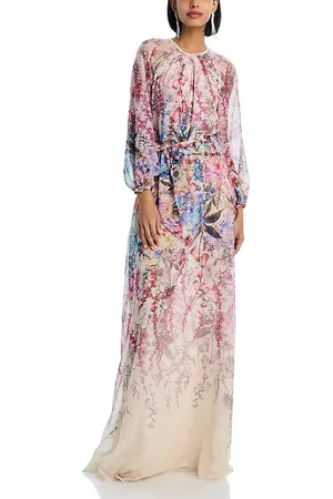 Teri Jon by Rickie Freeman Chiffon Floral Print A Line Dress
