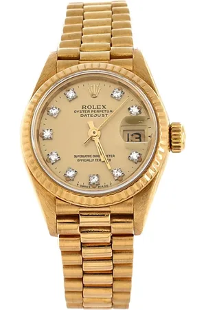 Rolex Oyster Perpetual President Datejust Automatic Watch in Gold with Diamond Markers 26mm