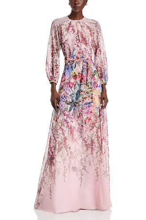 Teri Jon by Rickie Freeman Chiffon Floral Print A Line Dress