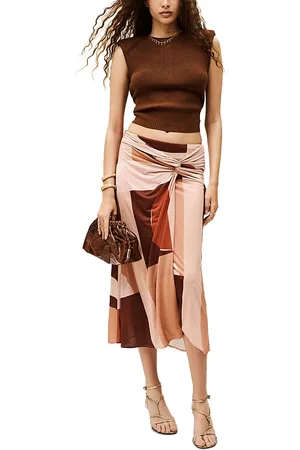 Ba & sh Mely Printed Twist Front Midi Skirt