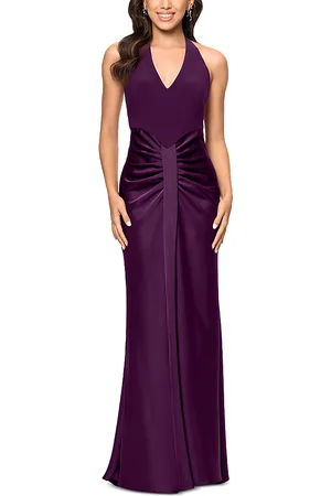 Aqua Halter Mixed Media Gown