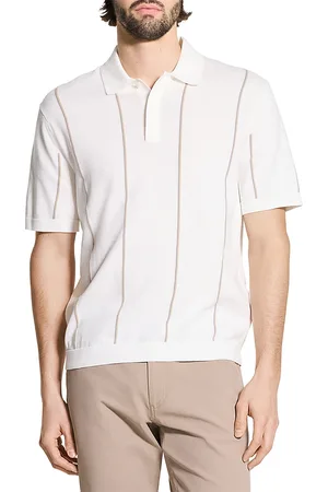 THEORY Regular Fit Short Sleeve Striped Polo Sweater
