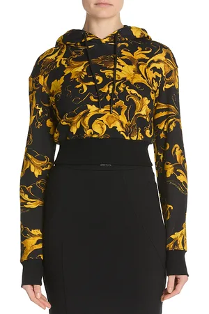 VERSACE Acanthus Print Cropped Hoodie